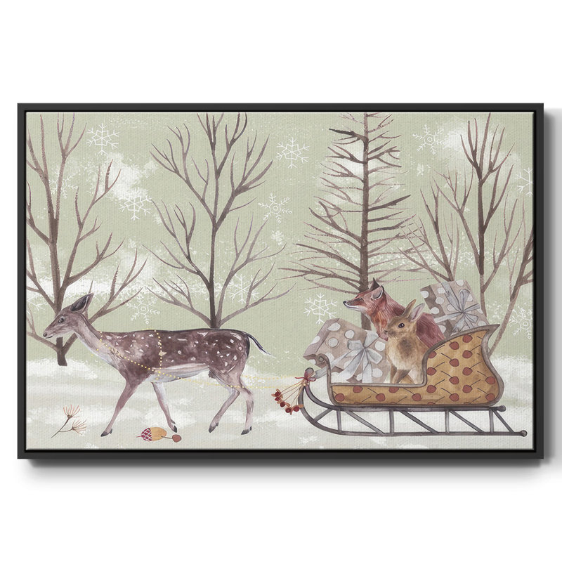 Christmas Time II, toile tendue avec châssis, Papier avec cadre noir flottant, H 17 po x l 25 po x P 1,5 po