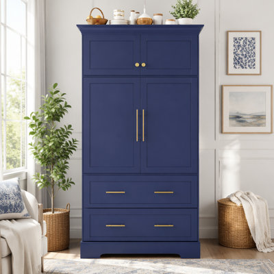Armoire de rangement 72,6 po, 4 portes avec plateaux coulissants, tiroirs et rangement pour moule à gâteau