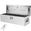 Boîte à outils robuste pour lit de camion en aluminium, boîte à outils à plaque de diamant avec poignée latérale et clés de verrouillage, boîte de rangement pour coffre à outils, camionnette, véhicule récréatif, remorque, 39 po x 13 po x 10 po, argent