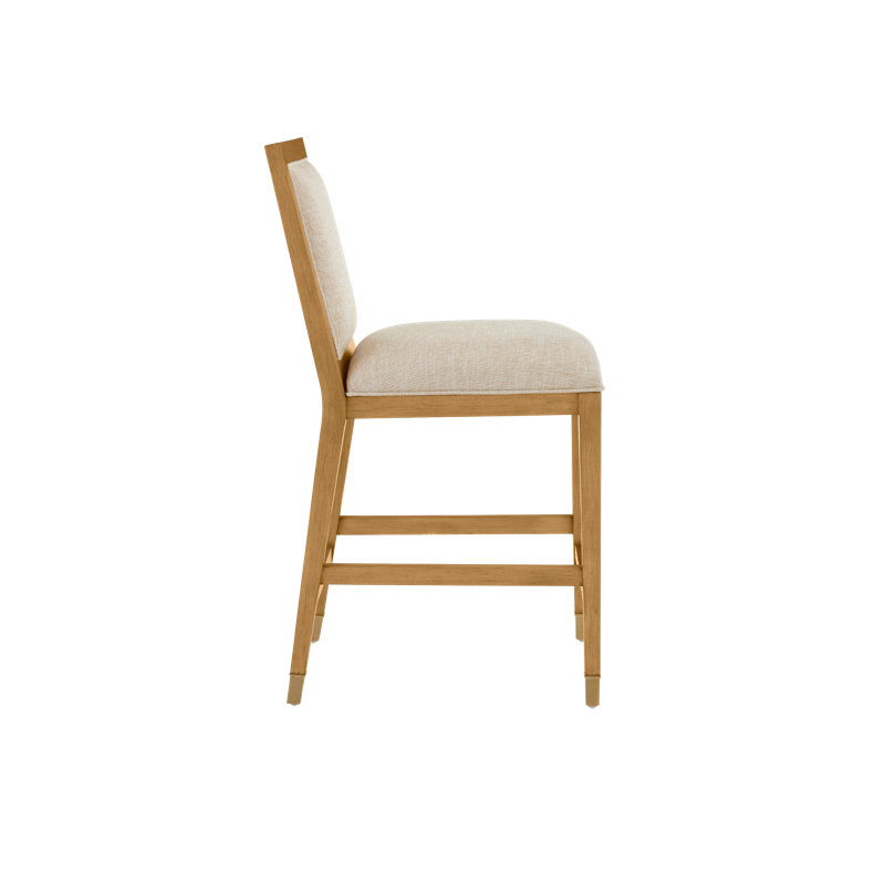 Santos Bar Stool, Barrett Dusk, Beige/Sea Sand/Satin Brass, Counter Stool (26" Seat Height)