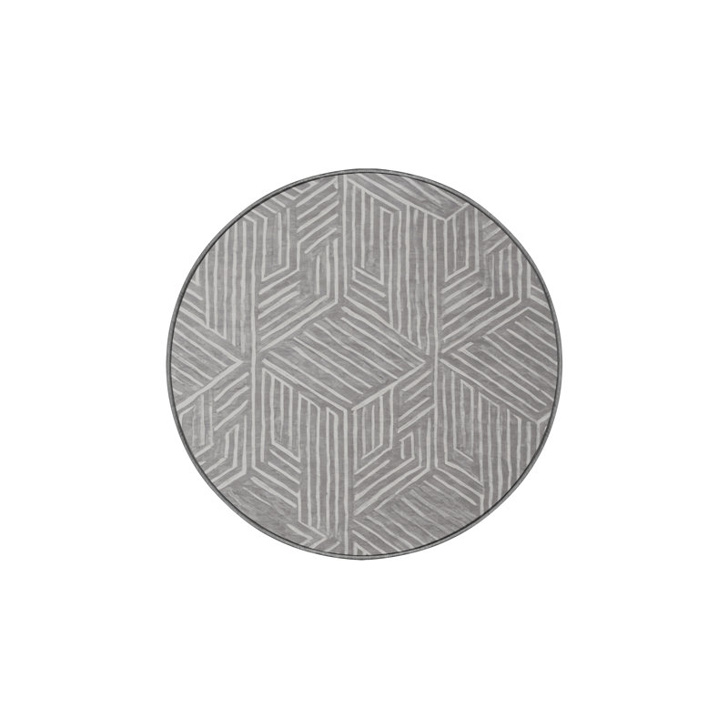 Machine Washable Gray Area Rug, Round 3'