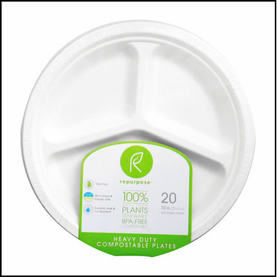 Repurpose Sectional Plates - Eco-Friendly, Durable, and Compostable, Perfect for Sustainable Dining and Events