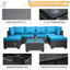 Mobilier d'extérieur 7 pièces pour patio, table basse et coussins avec cadre en métal imperméable