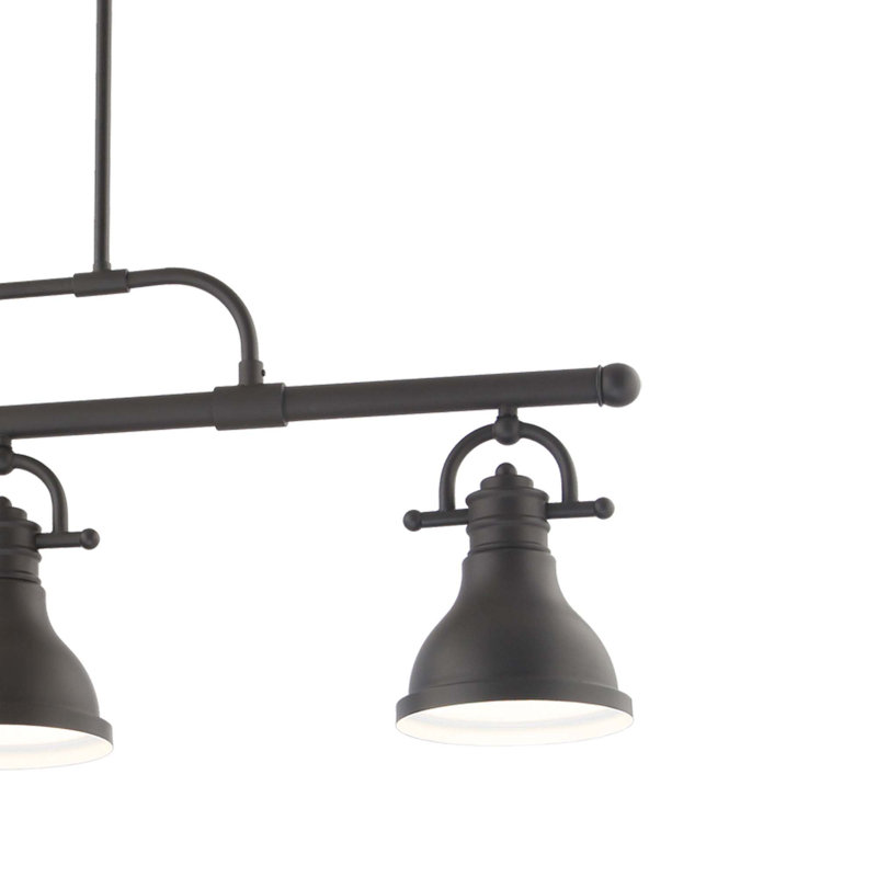 Luminaire suspendu linéaire intégré en bronze à 3 lumières pour îlot de cuisine avec bols en forme de cloche