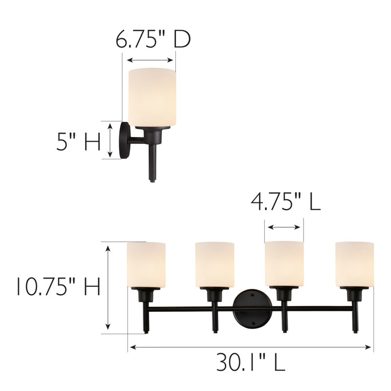 Éclairage pour meuble-lavabo Jorelys, Noir mat, 4