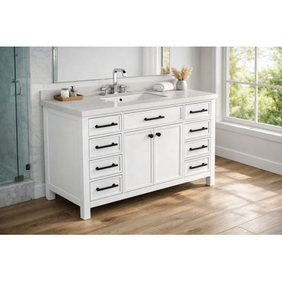  Tango 66-inch Bathroom Vanity with 1.5-inch Pure White Quartz Countertop & Backsplash