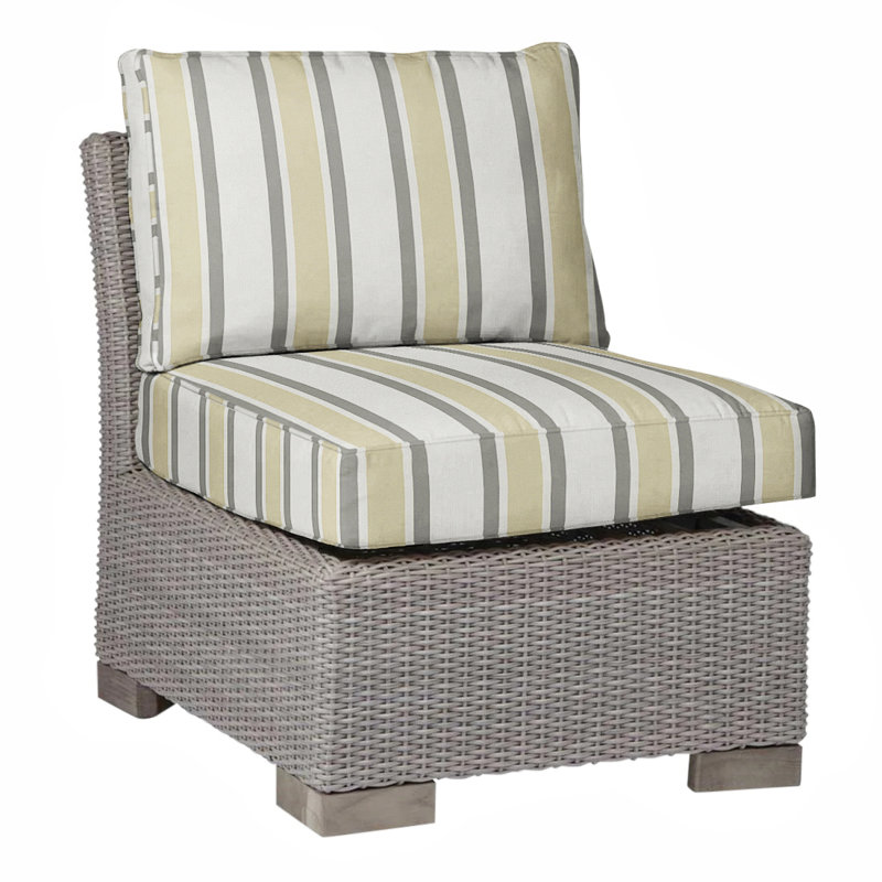 Club Patio Lounge Chair with Cushions, Oyster, Welt, Intermix Indigo