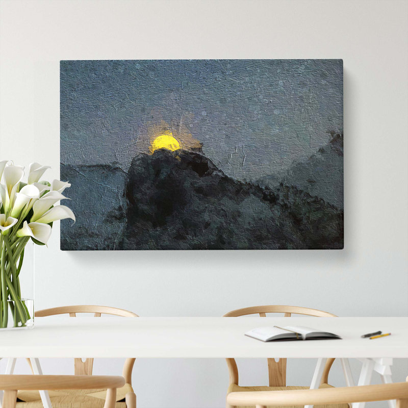 Moon Behind The Mountains In Canada - Wrapped Canvas, 35cm H x 50cm W x 3cm D