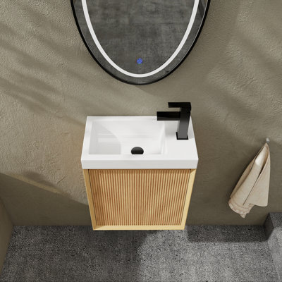 Meuble-lavabo mural 18,5 po avec lavabo intégré pour salles d'eau