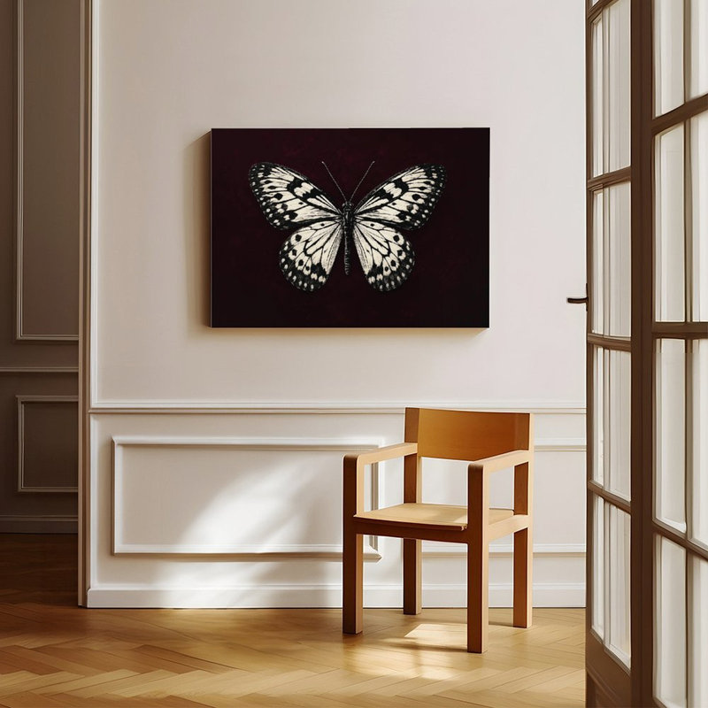 Toile, art mural papillon noir et blanc, affiche rétro, 12 po x 18 po