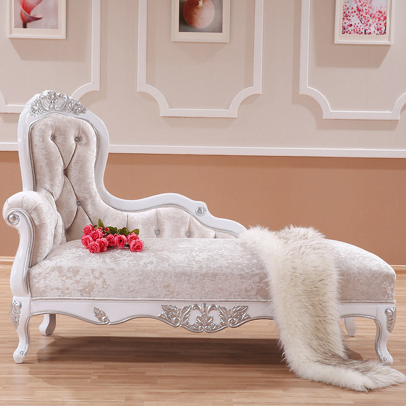 Classical solid wood luxury elegant chaise lounge, Left Hand Facing
