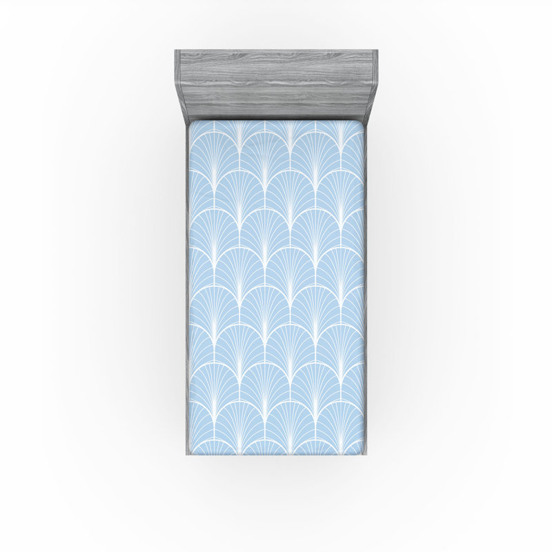 Abstract Fitted Sheet, Pale Blue/White, Twin XL Fitted Sheet