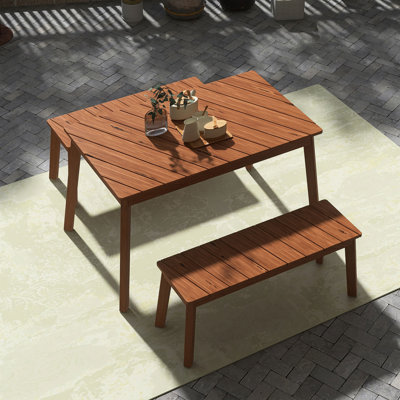 Ensemble de salle à manger 3 pièces avec banc et table en bois d'acacia 3 pièces