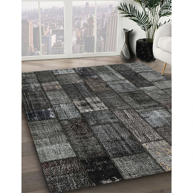 Tapis de zone noire contemporaine, Rectangle 8 pi x 10 pi