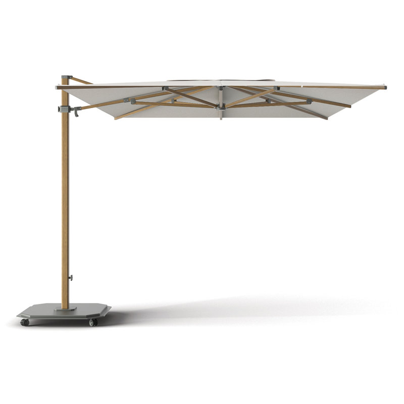 252 in. W Rectangular Sunbrella® Cantilever Umbrella, Charcoal, Alu Teak, Canvas Natural Sunbrella® Canvas