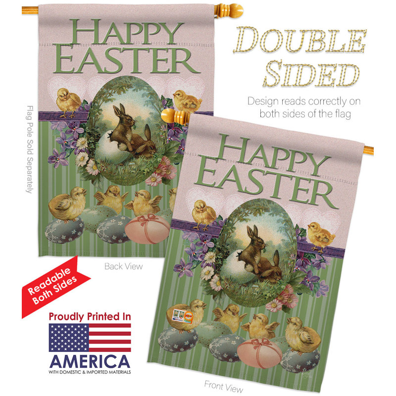 Drapeau de maison 40 x 28 po Bunny With Chicks
