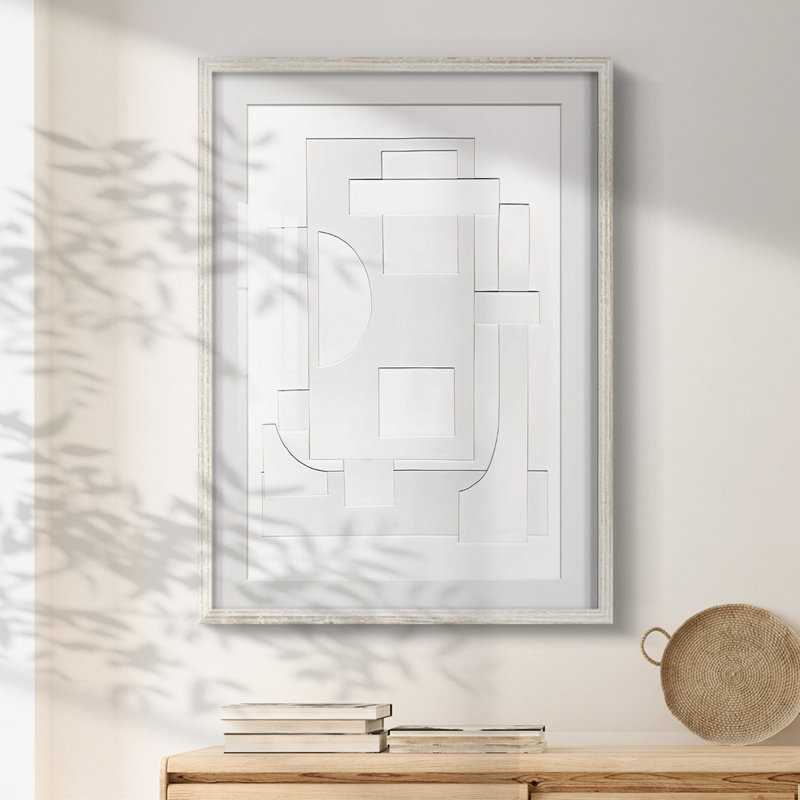 Blanc géométrique II - impression encadrée, H 28,5 po x l 20,5 po, Blanc