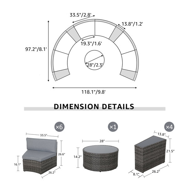 Caradog Wicker 6 - Person Patio Conversation Sets with Cushions Coffee Table and Fire Pit Latitude Run Frame Color/Cushion Color: Brown Frame/Beige C