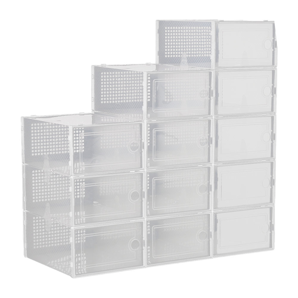 Metro Lane 12 Pack Plastic Stackable Shoe Storage Boxes | Wayfair.co.uk