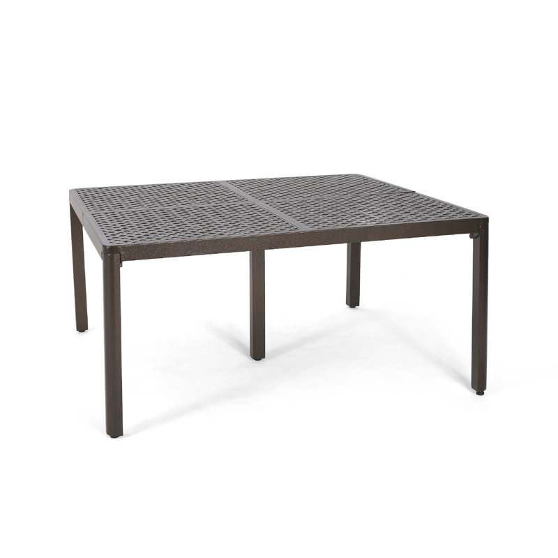 Riley Outdoor Dining Table, Glossy Black Metal Lattice, Square 61 Inch, Glossy Black