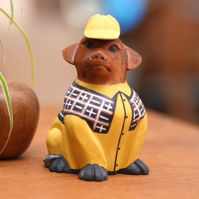  Handmade Detective Dachshund Wood Figurine