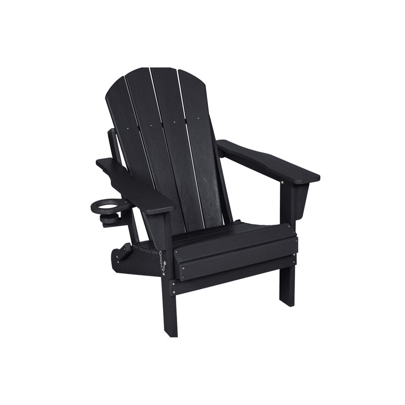 Black Outdoor Chair With Double Cup Holder - Folding Classic Beauty In Dual Leisure, Black