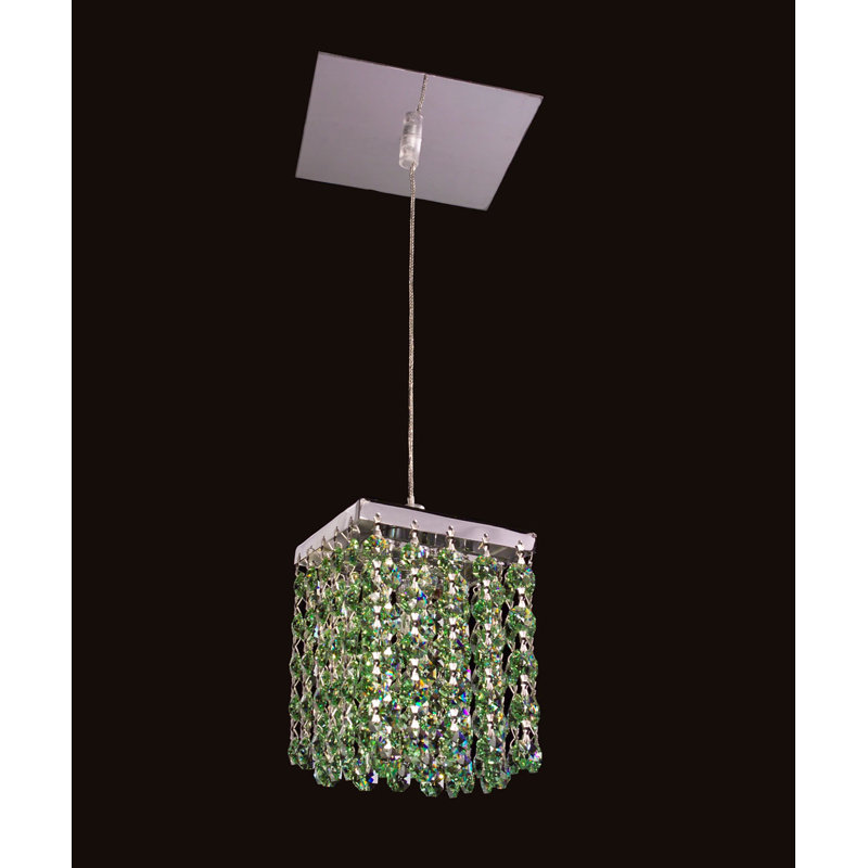 Luminaire suspendu carré simple 1 lumière Mirco, Vert antique