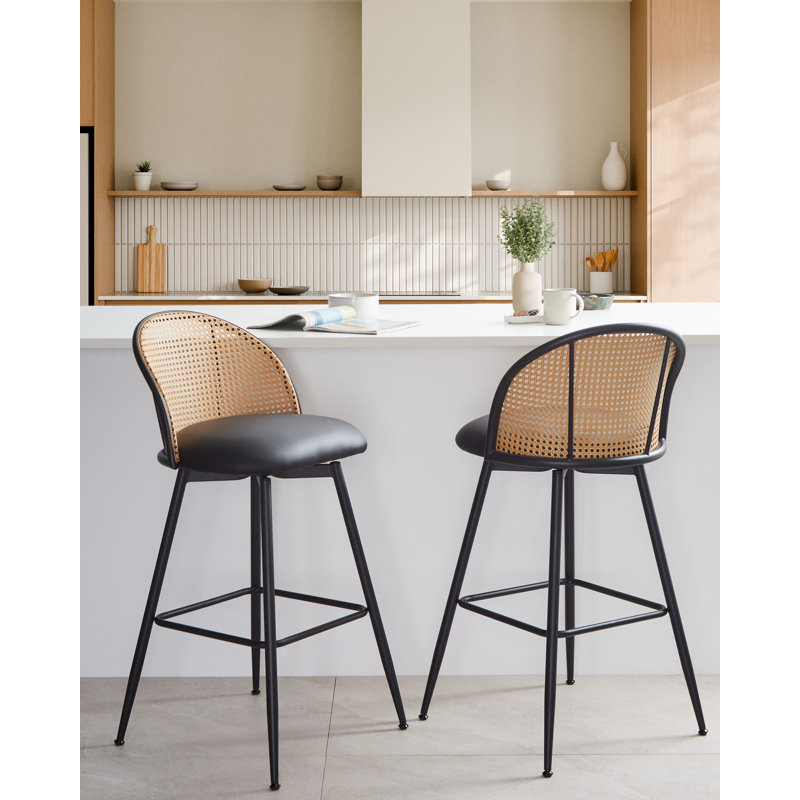 Set of 2 Bar Chairs NATHAN Swivel, 66", Black