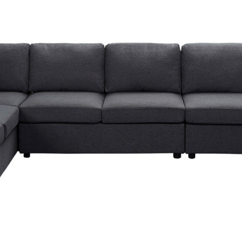 Canapé modulaire 146,5 po avec méridienne réversible, Gris foncé