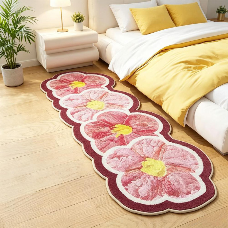 Tapis durable antidérapant à motif floral, A2 47x15.75in