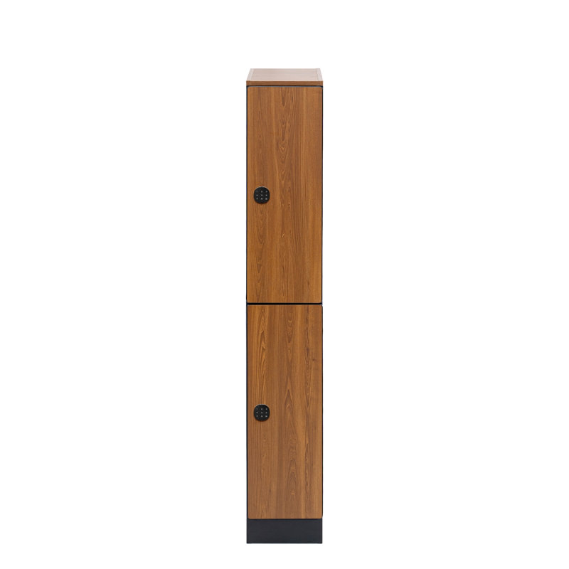 Casier en bois 2 colonnes à 2 compartiments avec serrure numérique, panneaux d'extrémité et hotte inclinée, Yellow