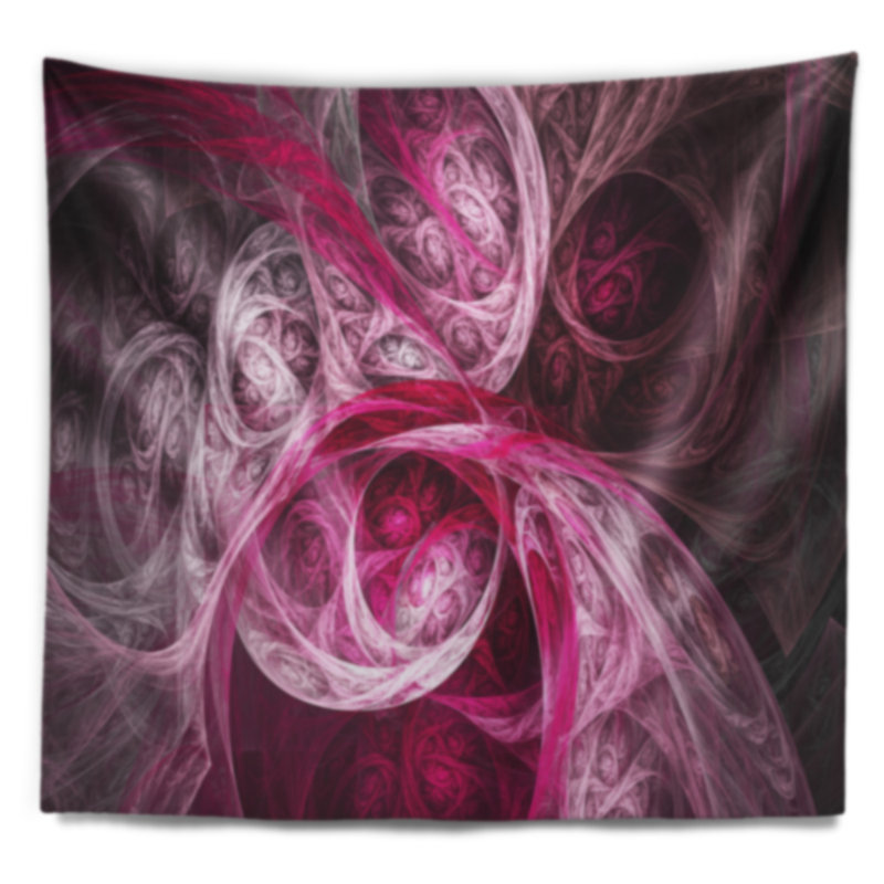 Tapisserie abstraite mystique rose fractale, H 50 po x l 60 po