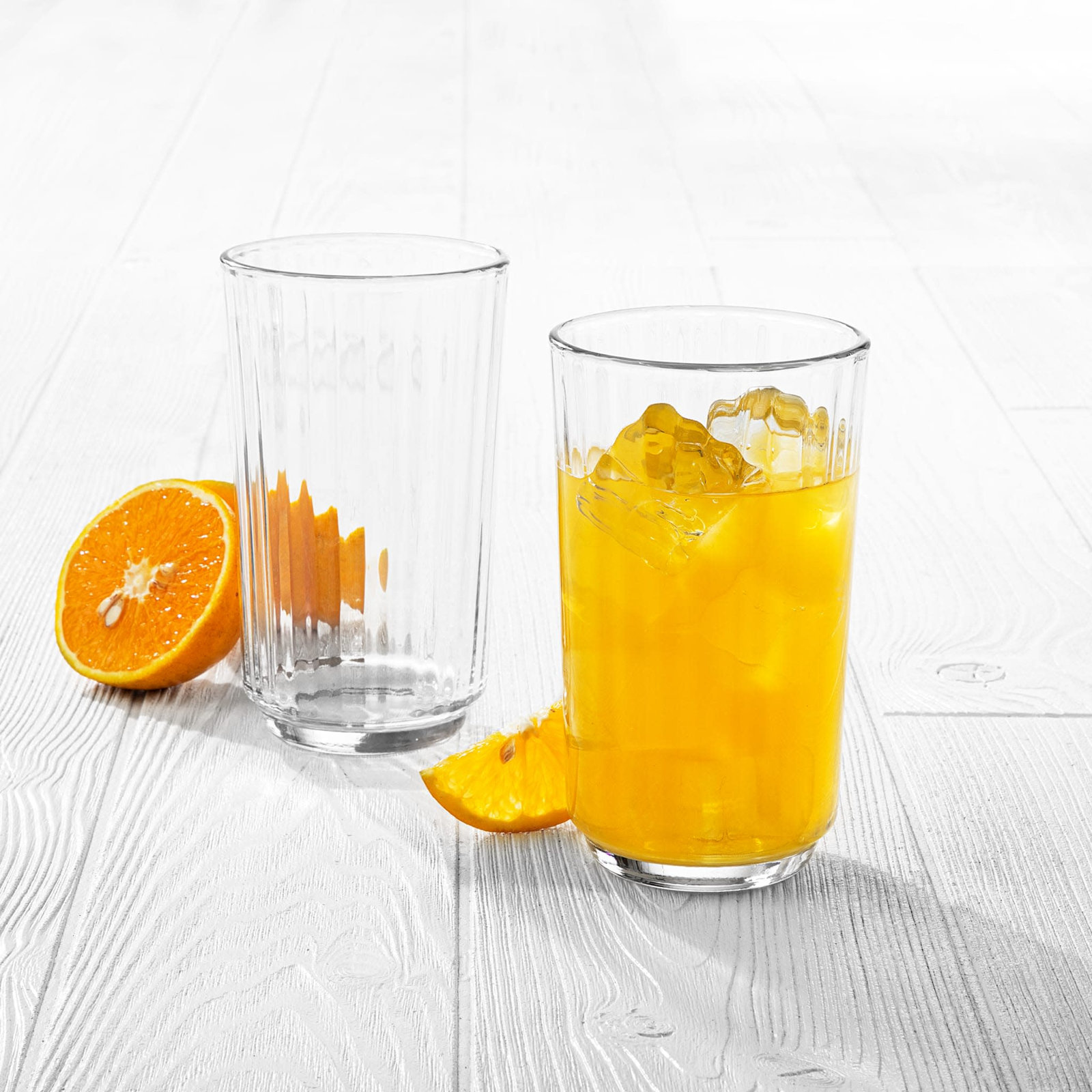Libbey Paneled Tumbler Drinking Glasses, 17 Ounce