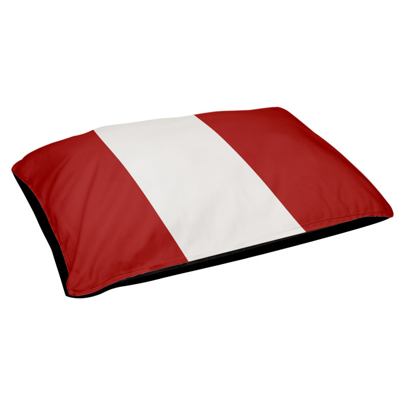 Coussin pour chien Indiana, Rouge / blanc / rouge, Petit (l 28 po x P 18 po x H 6 po)