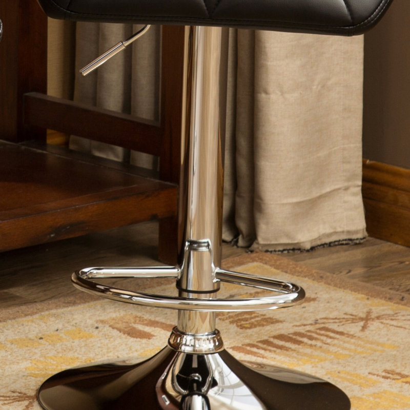 Diljana Swivel Upholstered Adjustable Height Counter Stool with Metal Frame, Black