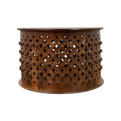 Lattice 30" Round Artisan Coffee Table - Chestnut