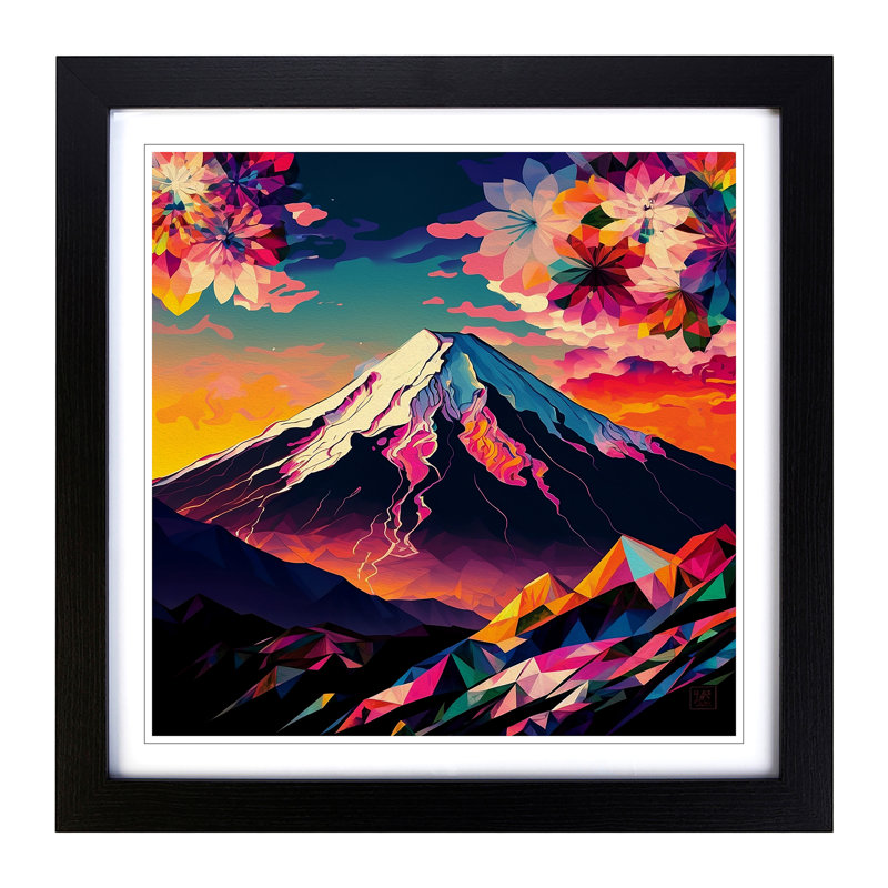 Mount Fuji Fauvism - Framed Print, Black