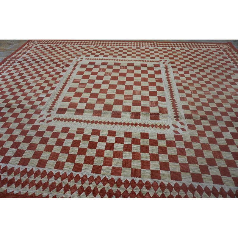 Flatweave Wool Checkered Area Rug