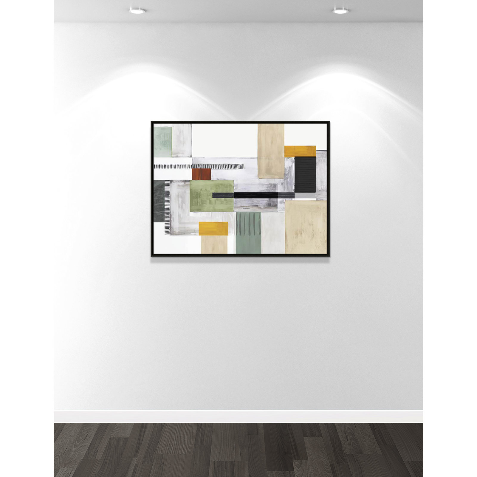 Playful Blocks Print by Tom Reeves, No Mat, Espresso Floater Framed, 31.5" H x 41.5" W x 2" D