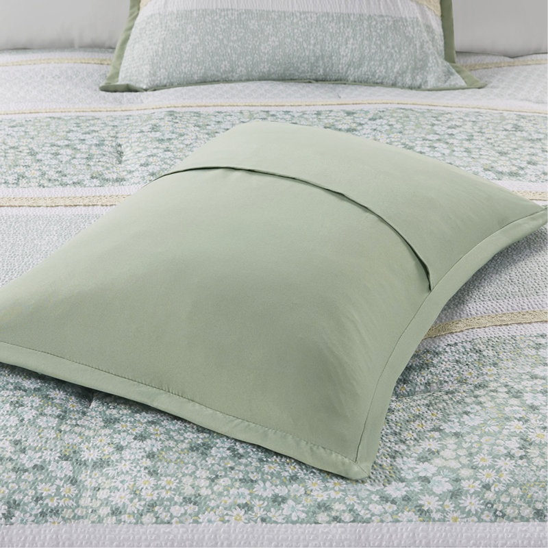 Ensemble d'édredon 5 pièces pour lit double / grand avec coussins décoratifs, Vert