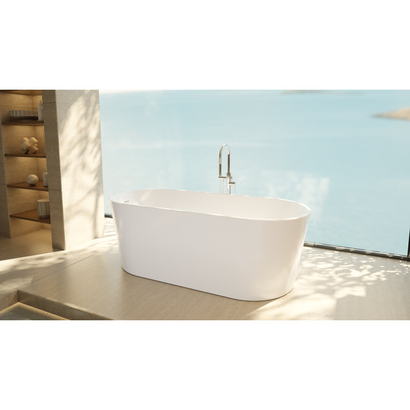 DreamLine Aqua 66 1/2 in. L x 29 in. W x 22 3/4 in. H Acrylic Double Ended Freestanding Tub, Polished Brass, Polished Brass