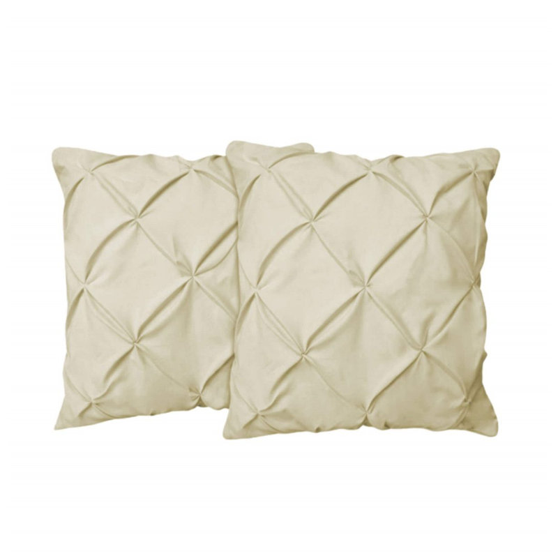 400TC Cotton Pintuck Sateen Solid Euro Sham, Ivory, 26"H x 26"W