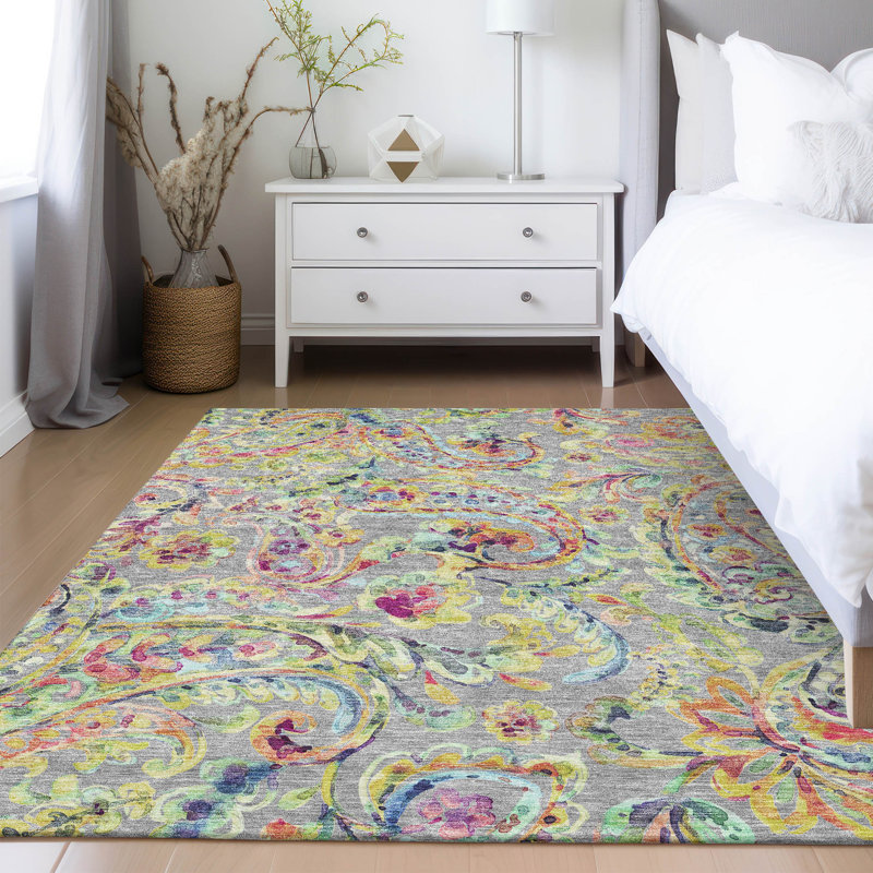 Malave Washable Paisley Indoor / Outdoor Rug, Rectangle 2'6" x 3'10"