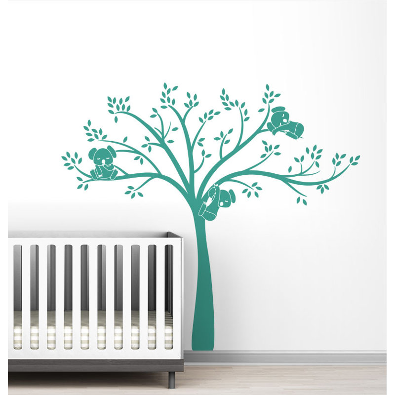 Décalcomanie murale monochrome modern Koala Cuteness, Turquoise