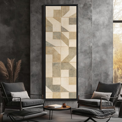 Toile abstraite encadrée, reproduction minimaliste neutre pour décoration murale moderne