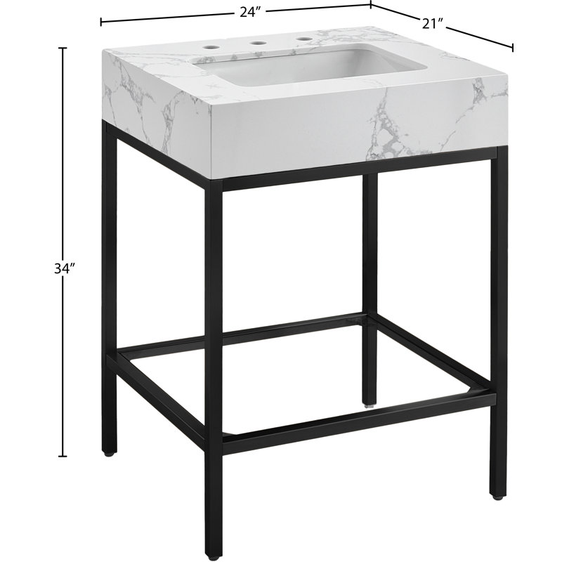 Marmo 24" Single Bathroom Vanity, White, Matte Black