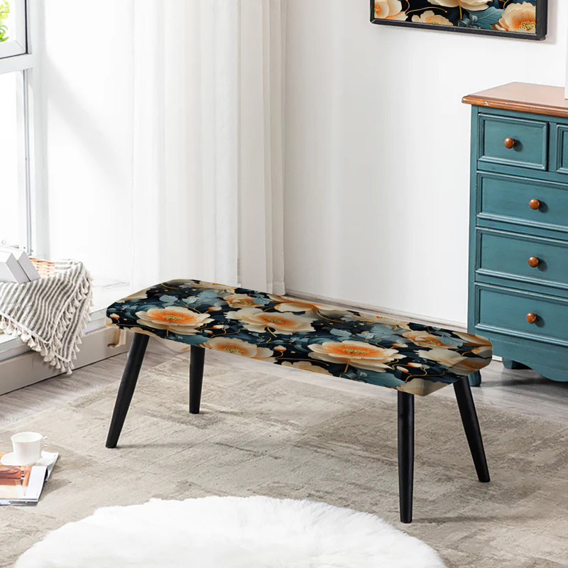 Banc rembourré floral Teal & Peach