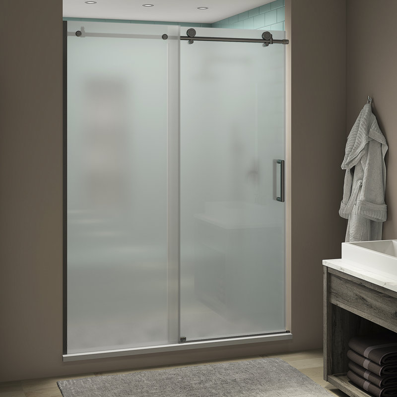 Coraline XL  48" W x 80 H Single Sliding Frameless Shower Door, Oil Rubbed Bronze
