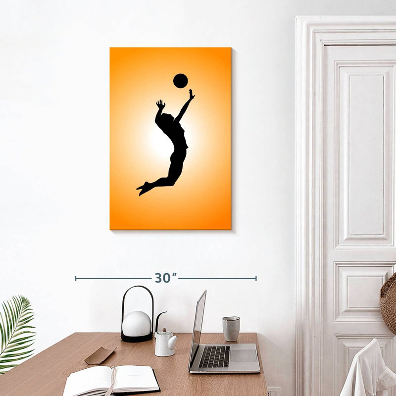 Silhouette de joueur de volleyball Sireci, H 30 po x l 20 po