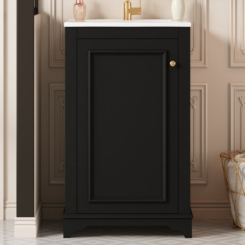 Bathroom Vanity with Ceramic Sink and Adjustable shelf